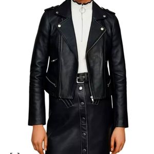 maje, xs, black, leather jacket